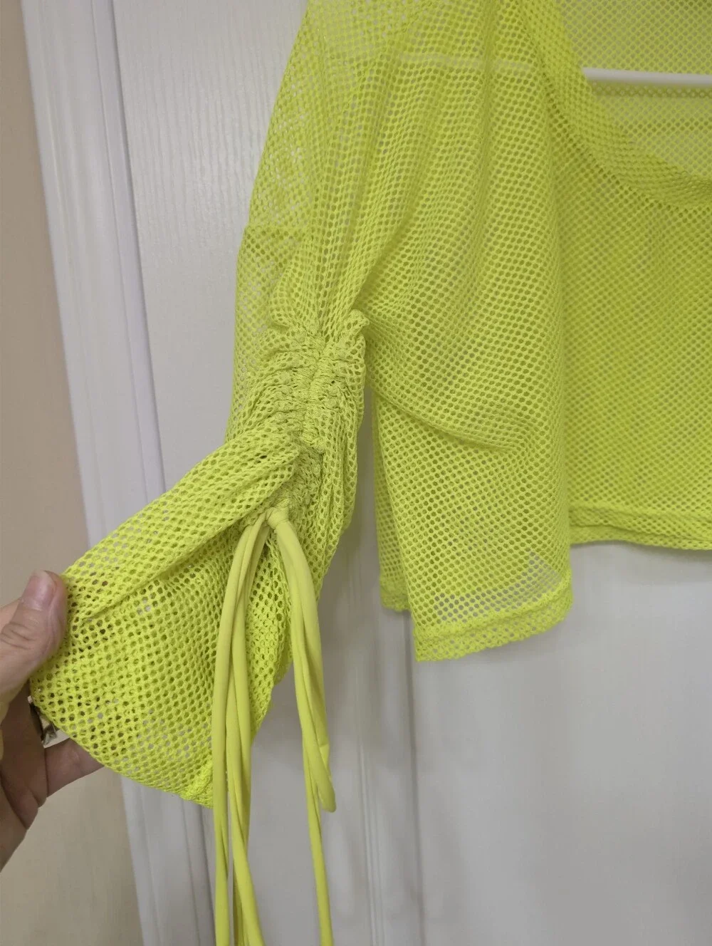 Neon Yellow/ Green  Mesh Swim Cover  Crop Top and Shorts